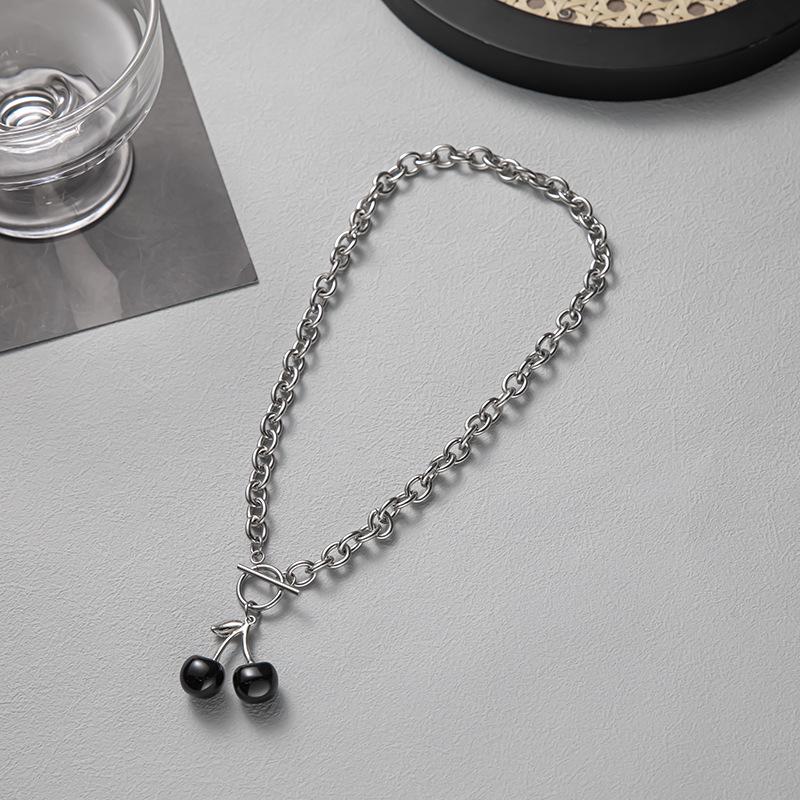 Unisex European & American Hip-Hop Titanium Steel Necklace with Letter Square, OT Buckle, Chain Design.