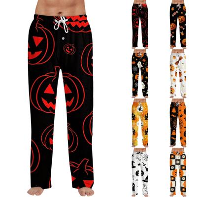 Men's Halloween Print Drawstring Lounge Pants Casual Sleepwear Pants Lightweight Comfortable Fit for Relaxing At Home or Sleep
