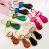 Irregular Geometric Polygon Earrings, with Exaggerated and Long Design, Multi-layered Alloy Resin Ear Accessories