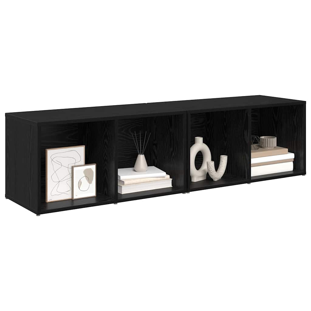 vidaXL TV Cabinet Set 2 pcs Black Oak Effect 37 x 35 x 72 cm
