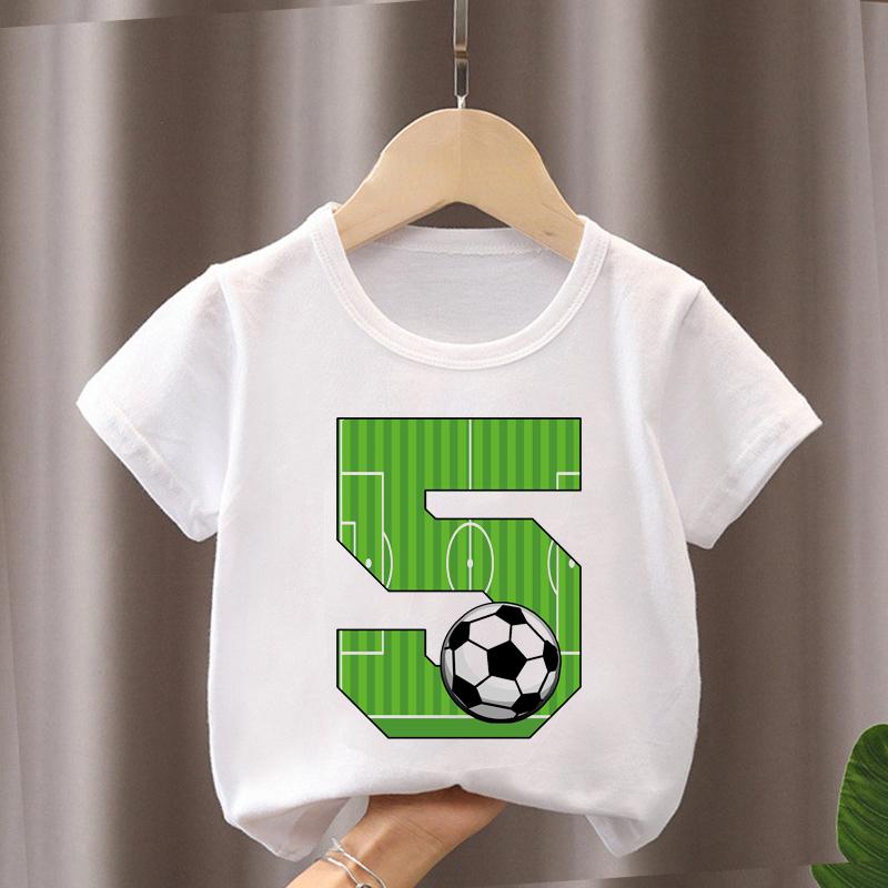 Summer New Boys Girls Football T Shirts Birthday Shirt 1-12 Years Boy Soccer Sport T-Shirt For Kids Birthday Gift Tshirt Tops