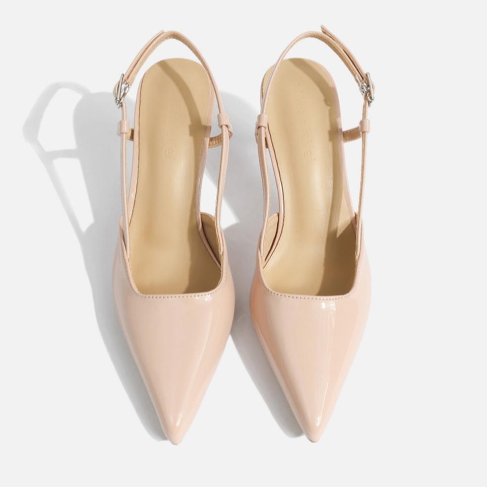 Classic Nude Patent Leather High Heels Commuter Women's Shoes Pointed French Sandals