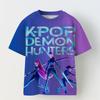 KPOP Demon Slayer Collaboration 3D Digital Print Girls' Casual Comfortable Short Sleeve T-Shirt Children's Clothing