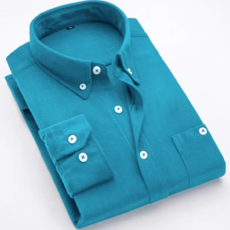 Spring New Business Casual Men's Corduroy Long Sleeve Shirt Male Brand Good Quality Blue Red Office Shirts Clothes