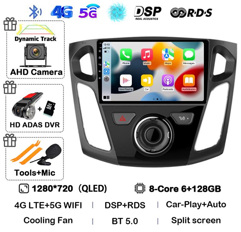 Android 14 Carplay Auto 2 Din DVD Car Radio For Ford Focus 3 Mk 3 Salon 2012-2017 Multimedia Video Player Navigation GPS Stereo