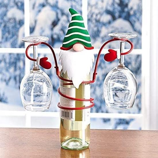 Christmas Wine Glass Holder Wine Racks Counter top Freestanding Metal, Uniquie Ornament for Home Decor & Kitchen Storage Rack, Bar, Wine Cellar,