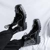 Fashion Long tube thick soled men's leather shoes Trendy Black design style Outdoor Fashion Street Casual party boots versatile