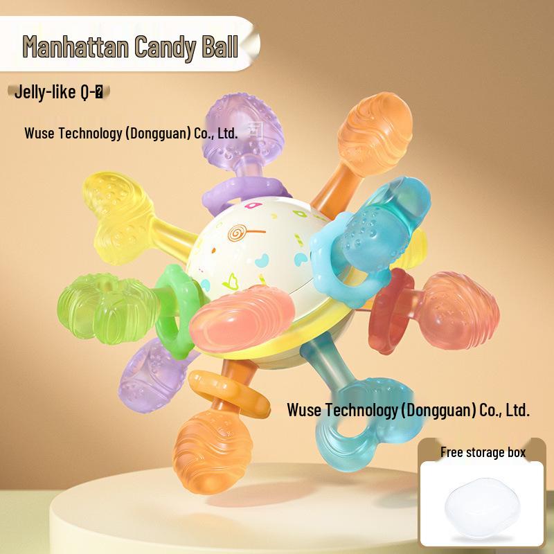 

Manhattan Atom Ball: Boilable Teething Stick, Rattle & Hand-Held Ball for Soothing Play - Suitable for Infants & Toddlers (3 Months & Up)
