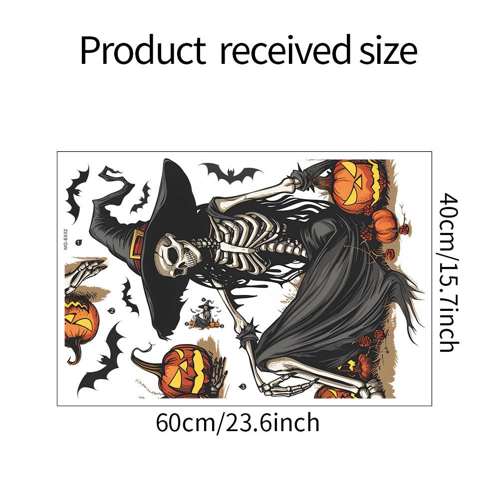 Halloween Witch Skeleton Pumpkin Bat Living Room Foyer Background Decor Stickers