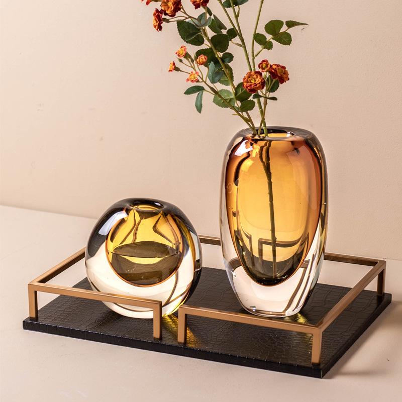 Farbverlauf Zweifarbige Glasvase, Blumenarrangement für den Esstisch, Glasbehälter, Aromatherapie-Diffusor, Wohnzimmerdekoration