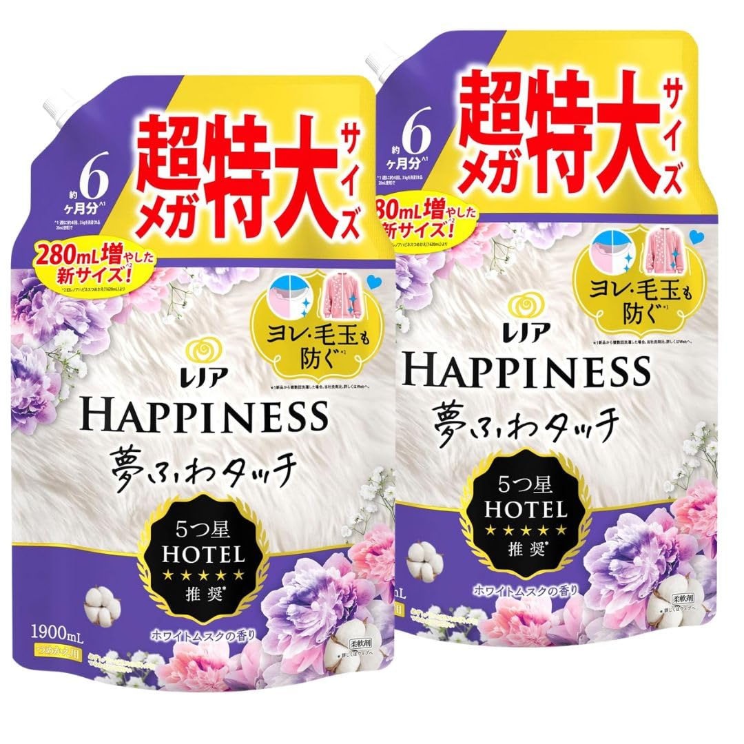 

Кондиционер для белья Lenor Happiness Yumefuwa Touch, белый мускус, сменный блок x 2 шт. [Оптовая закупка] [Большая емкость] 1900 мл
