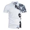 Stylish geometric pattern short-sleeve polo shirt, casual and versatile for daily wear.