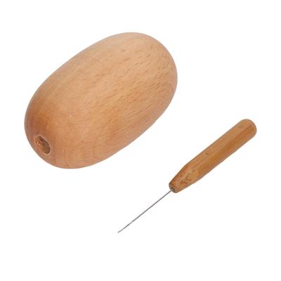 Darning Egg Pressure Relief Sturdy Wood Glossy Easy Grip Widely Used Socks Sewing Tools with Needle