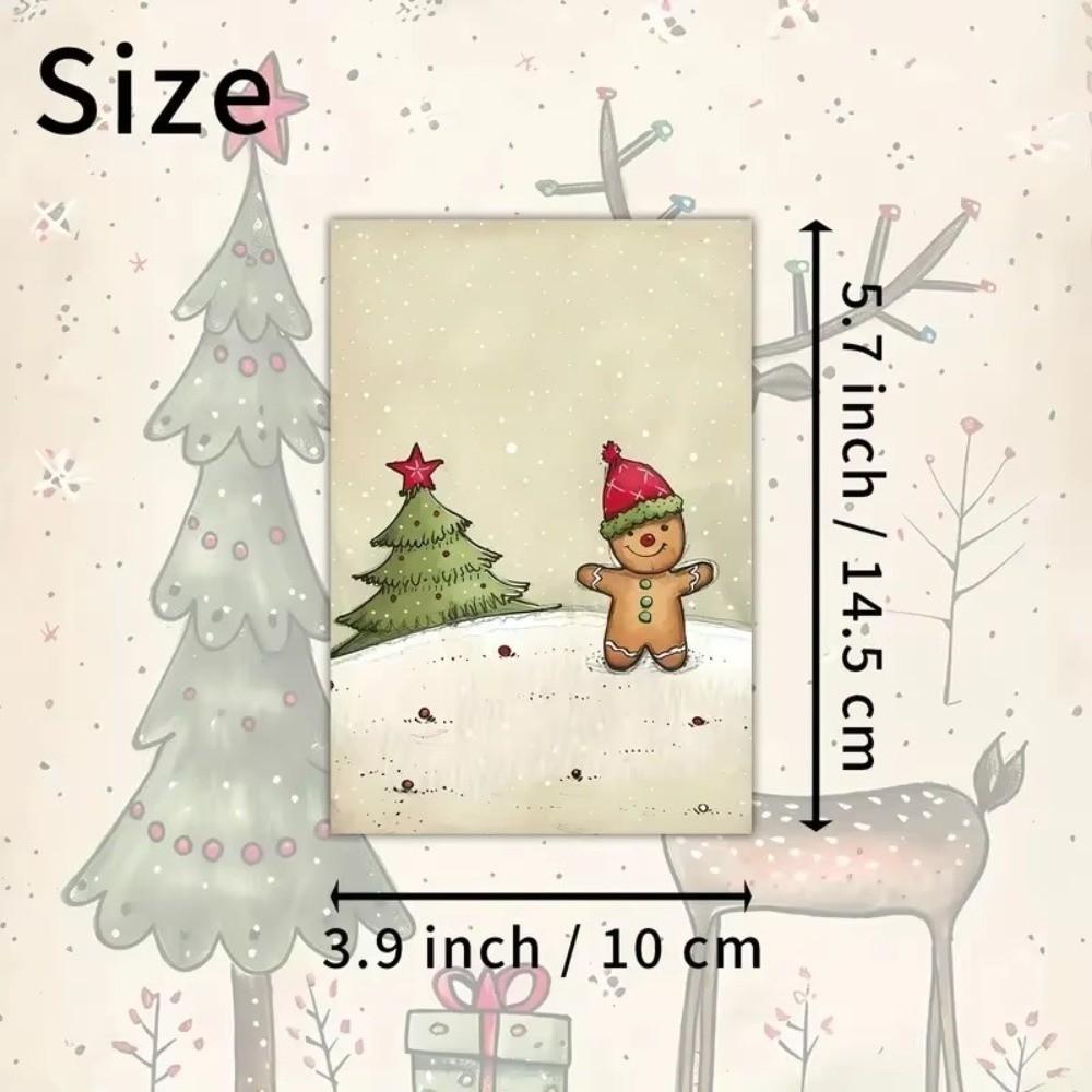 20Pcs Santa Claus Snowman Christmas Greeting Cards with Winter Scenery Blessings Half-fold Gift Cards Envelopes