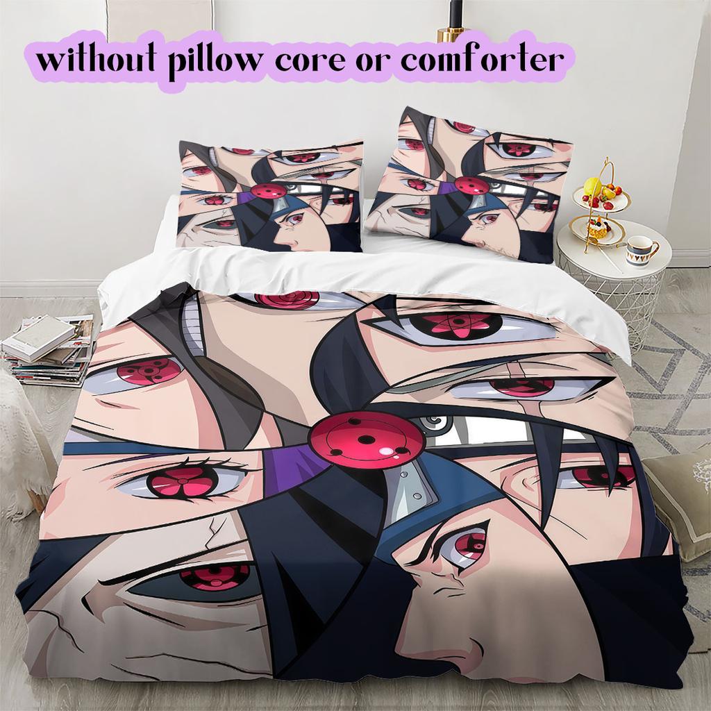 Naruto Sasuke Uchiha Various Sizes Bedding Set Duvet Cover 3pcs Children's Gift Print Cartoon Extra Large Decor