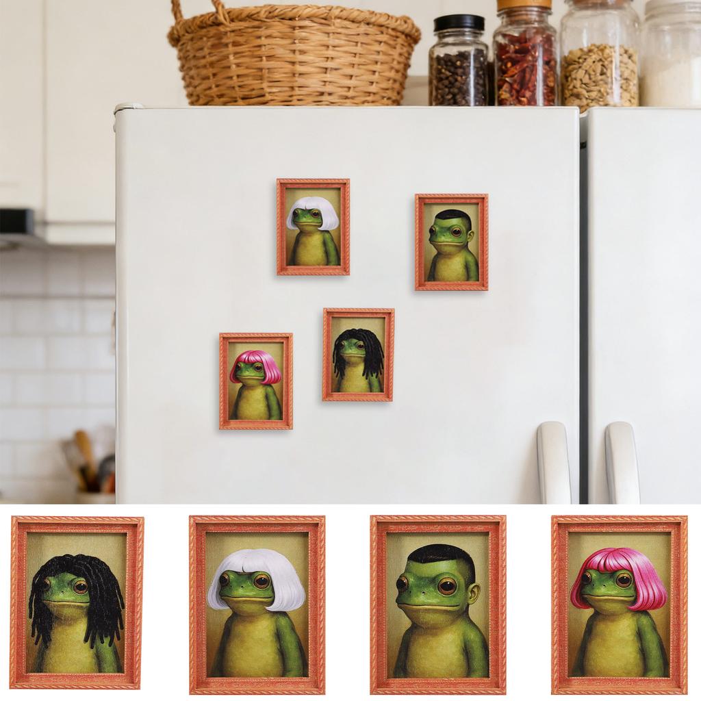 Lustiger Kühlschrankmagnet, Niedlicher Retro-Kunstmagnet mit Rahmen, Lustige Retro-Kunst Holzmagnetrahmen mit starkem Halt, Skurriler Kühlschrankmagnet für Kühlschrank
