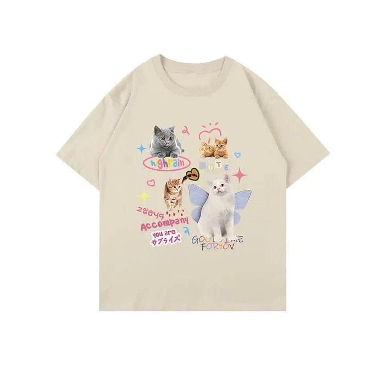 

Angel Kitten Adult and Childrens Colorful Graffiti Cotton Tshirt Soft and Super Cute Full of Healing Vibes S