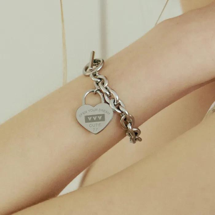 [SET] Signature Logo Heart Chain Toggle Surgical Necklace + Bracelet