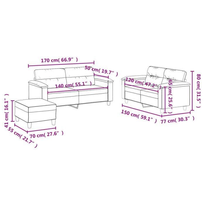 VidaXL Sofa Set with Cushions 3 Pcs, Sofas with Armrests and Backrest, Furniture Set with Footrest 3202323
