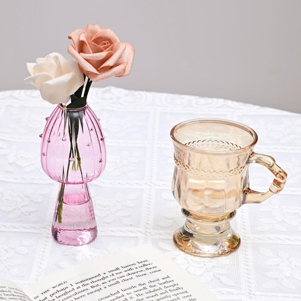 Home Decor Household Mushroom Shape Flower Bottle Aromatherapy Bottle Glass Vase Desktop Ornament