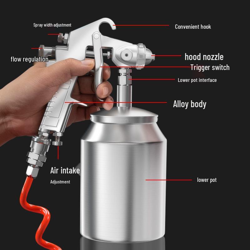 Pneumatic Spray Gun for Car and Latex Paint - Compact Household Tool