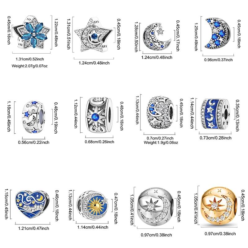 Copper Star Moon Series Cute Charms Beads Fit Diy Bracelet Bangle Making Gift Of High Quality Jewelry For Womens