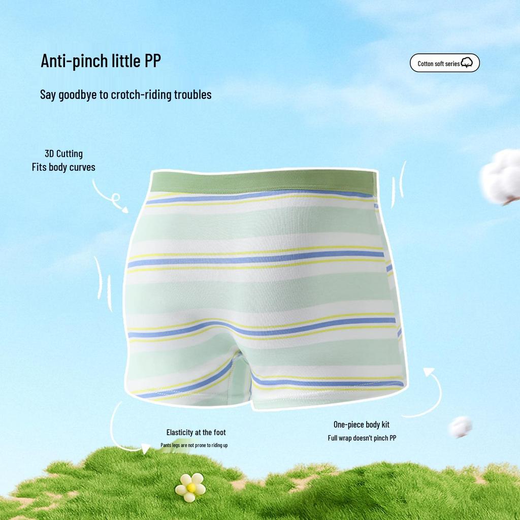 Set of 26 New Boys' Cotton Boxer Briefs - Antibacterial, Skin-Friendly, Breathable Four-Corner Shorts