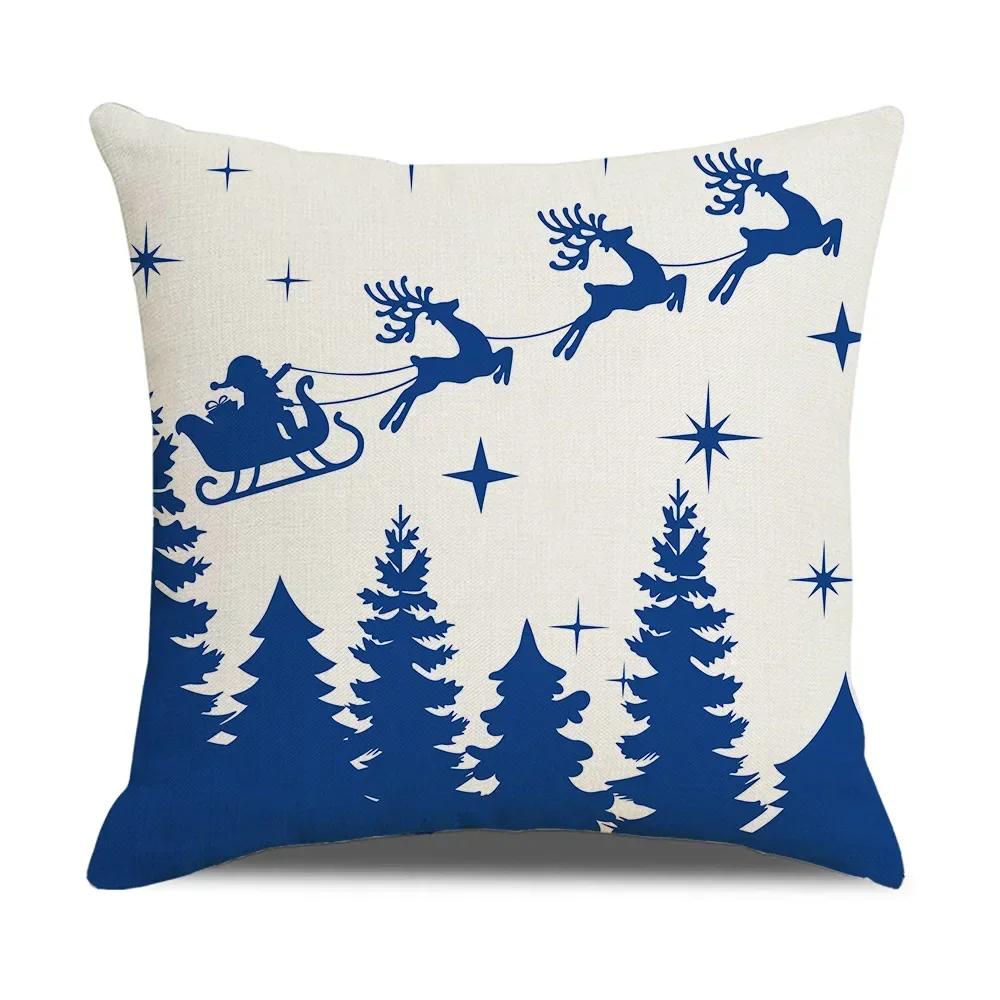 Xmas Cushion Cover Pillowcase Holiday Decor Christmas Pillow Covers Antler Bear Snowflake Christmas Tree Pillow Case