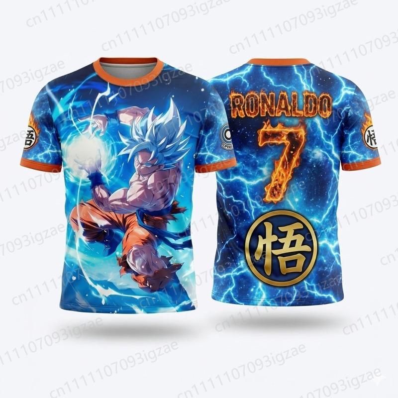 

2026 Новая 3D Печать Летняя Мужская Женская Dragon Ball Z Goku Ronaldo 7 Футбольная Майка Тренировочная Спортивная Футболка 110