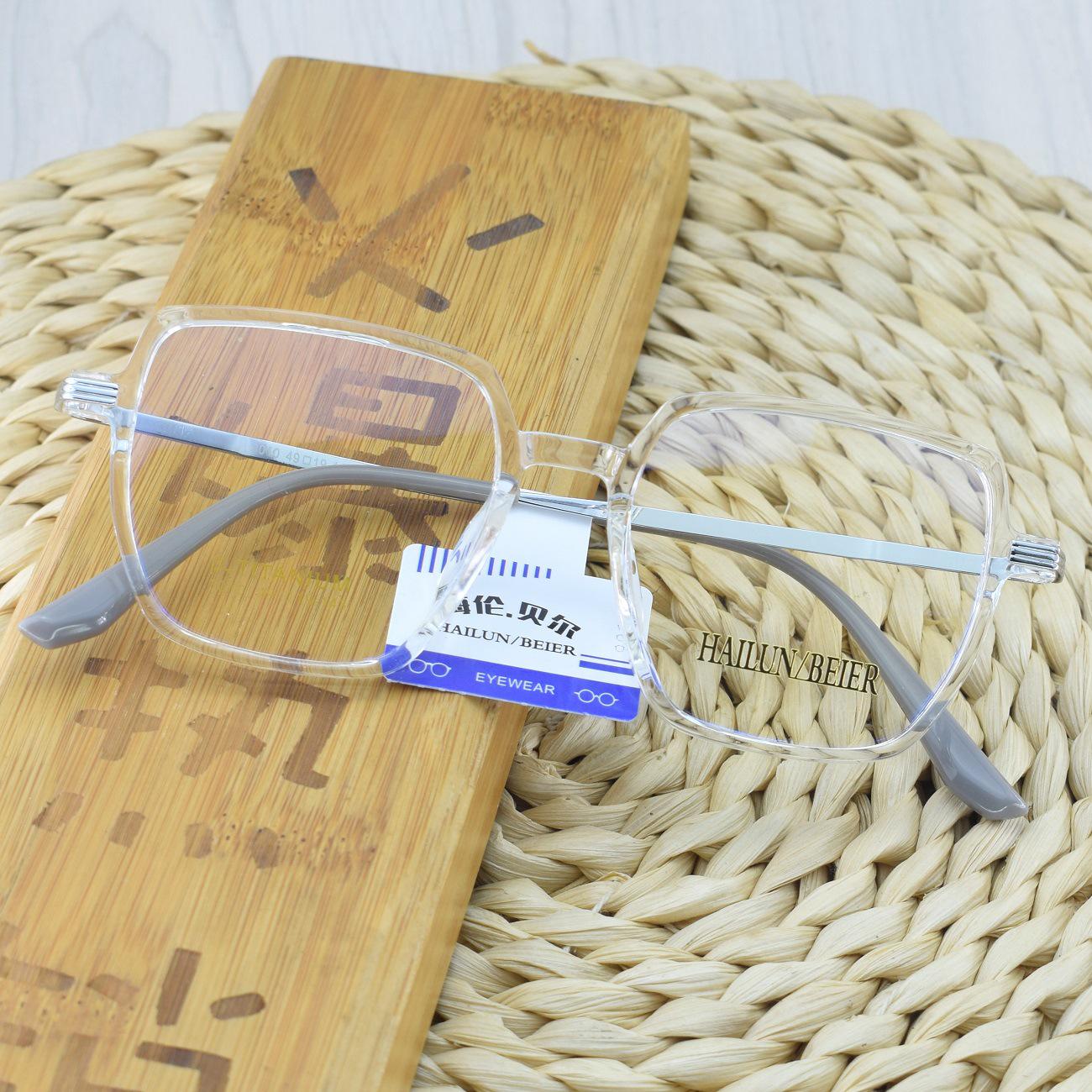 

Очки в корейском стиле TR90 многоугольной формы - Большие золотистые прозрачные с полной оправой для близорукости