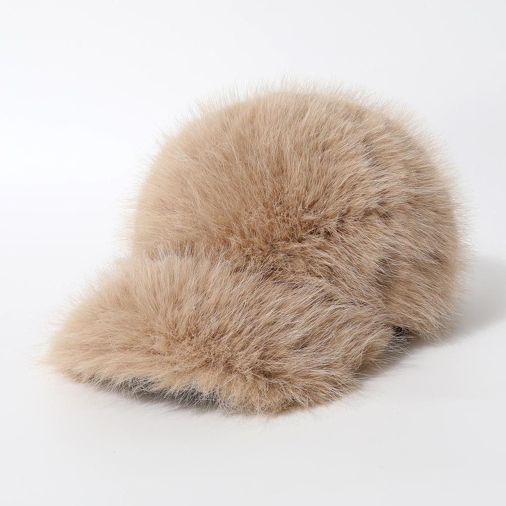 Solid Color Baseball Cap Peaked Cap Simple Thickened Fluffy Cute Versatile Hat