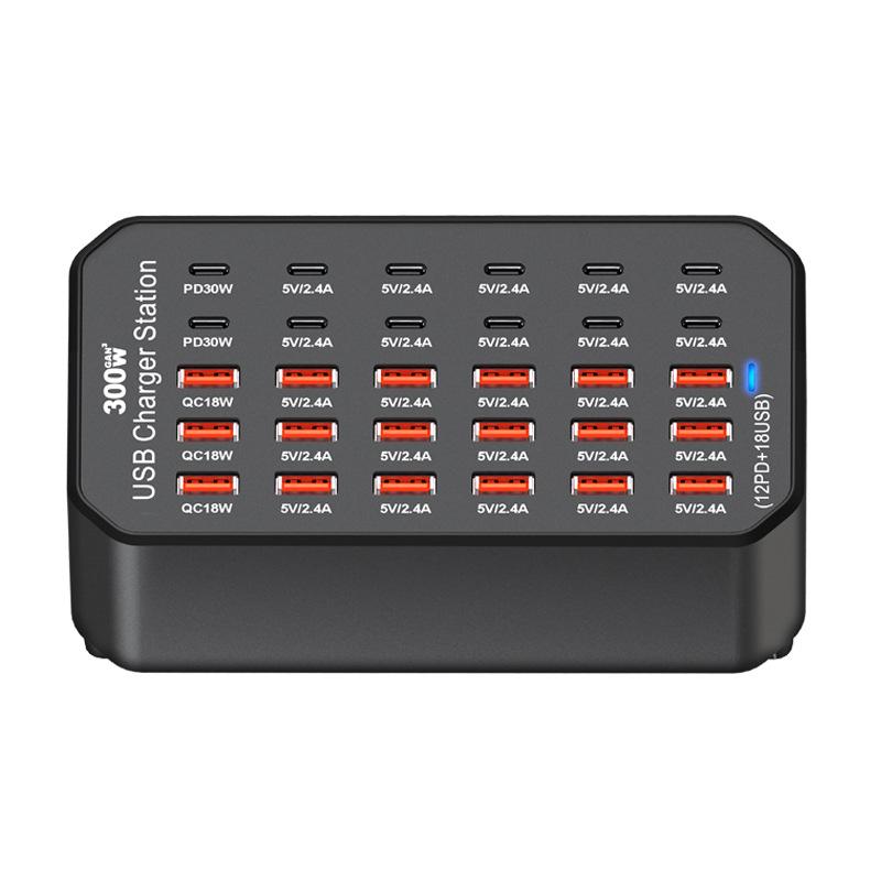 30-Port USB Fast Charging Smart Desktop Station with PD Support