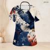 Women Plus Size Bald Eagle Star Printed Keyhole Neck Short Sleeve Nurse Scrub Top With Pockets