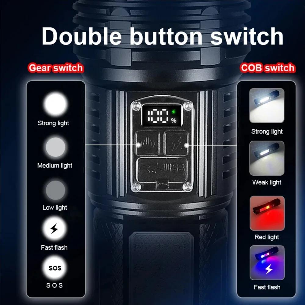 1500W High Power Led Flashlights Built-in 15000mah Battery Tactical Flashlight Emergency Spotlight Most Powerful Lantern