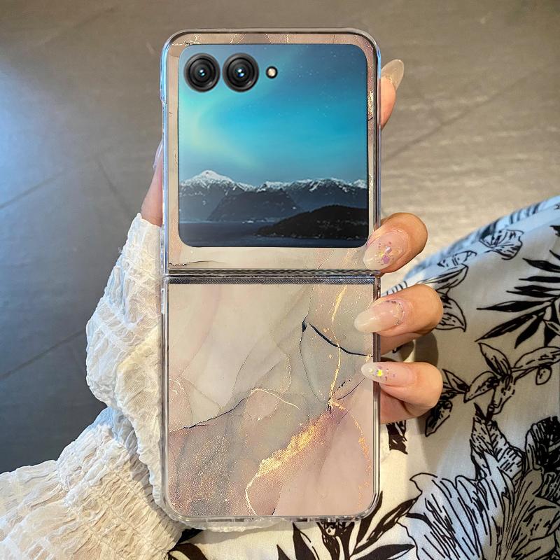 

Colorful Marble Patterned Phone Case For Motorola Razr 60 Ultra Razr 50 40 Ultra 60 50 40 Clear Shockproof Hard PC Folding Cover Motorola Razr 40 Ultra