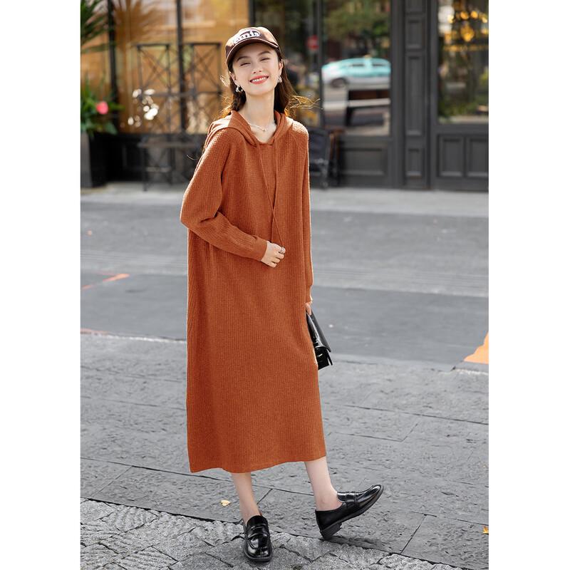 Mokana Women's Hooded Knit Long Sleeve Dress