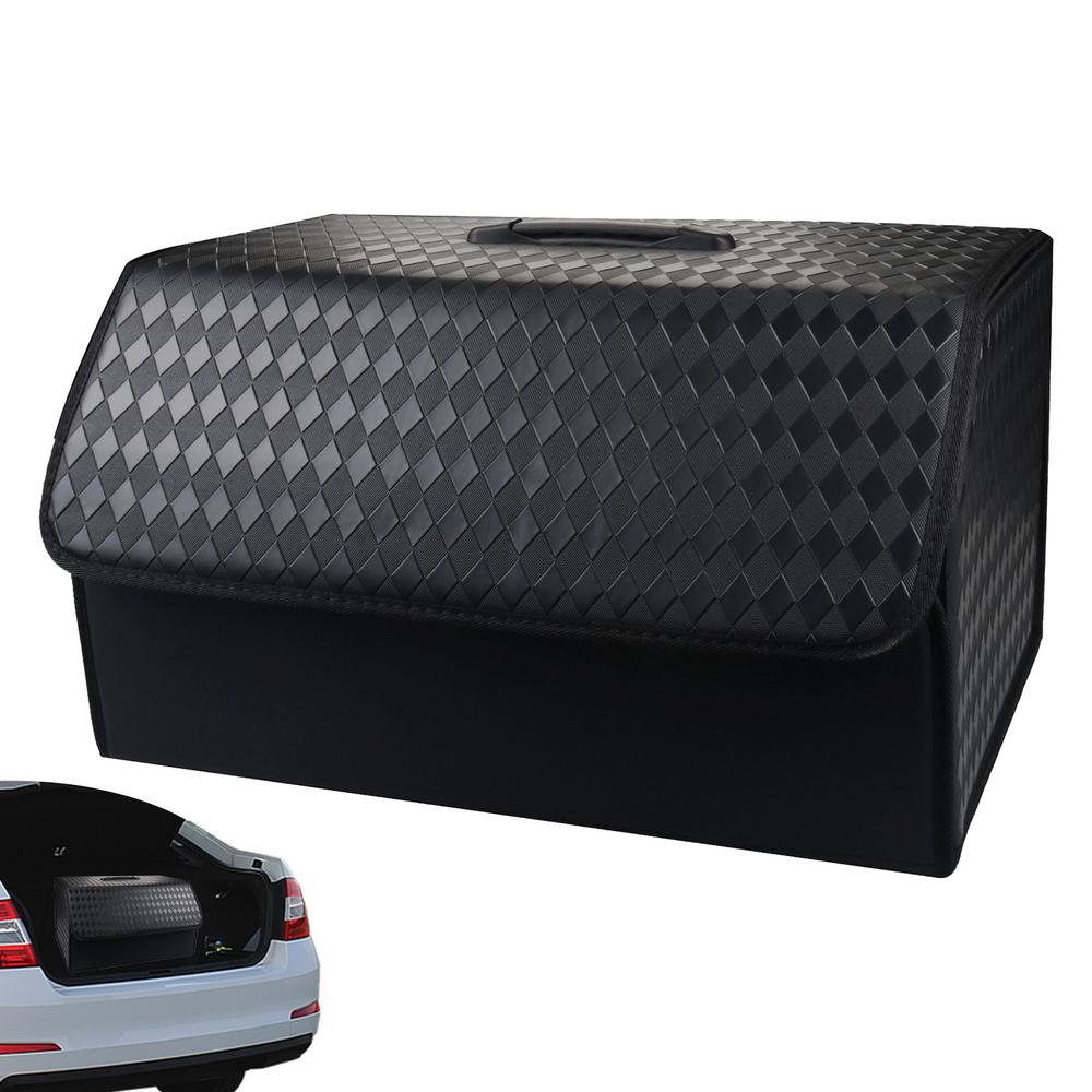 RV Trunk Organizer For SUV Auto Trunk Storage Organizer Foldable Embossed Design Large Capacity Car Storage Box For Tissue Boxes