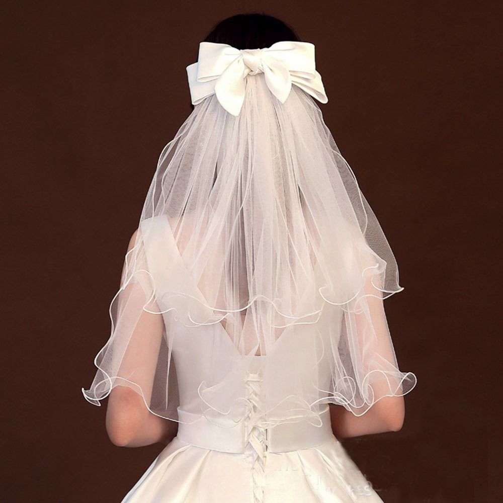 Wedding Accessories Lace Edge Two Layer Photo Veil Bridal Veil Women's Tulle With Comb Wedding Veil