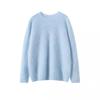 Seamless Cashmere Women's Loose Brushed Sweater - Round Neck Pullover Base Layer Jacket
