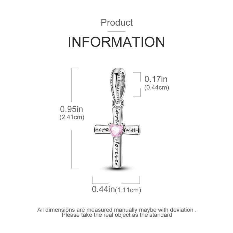 Charmscoppereternal Love Pink Heart Cross Beads Fit Plataoriginal Bracelets Women Jewellery Making Gifts
