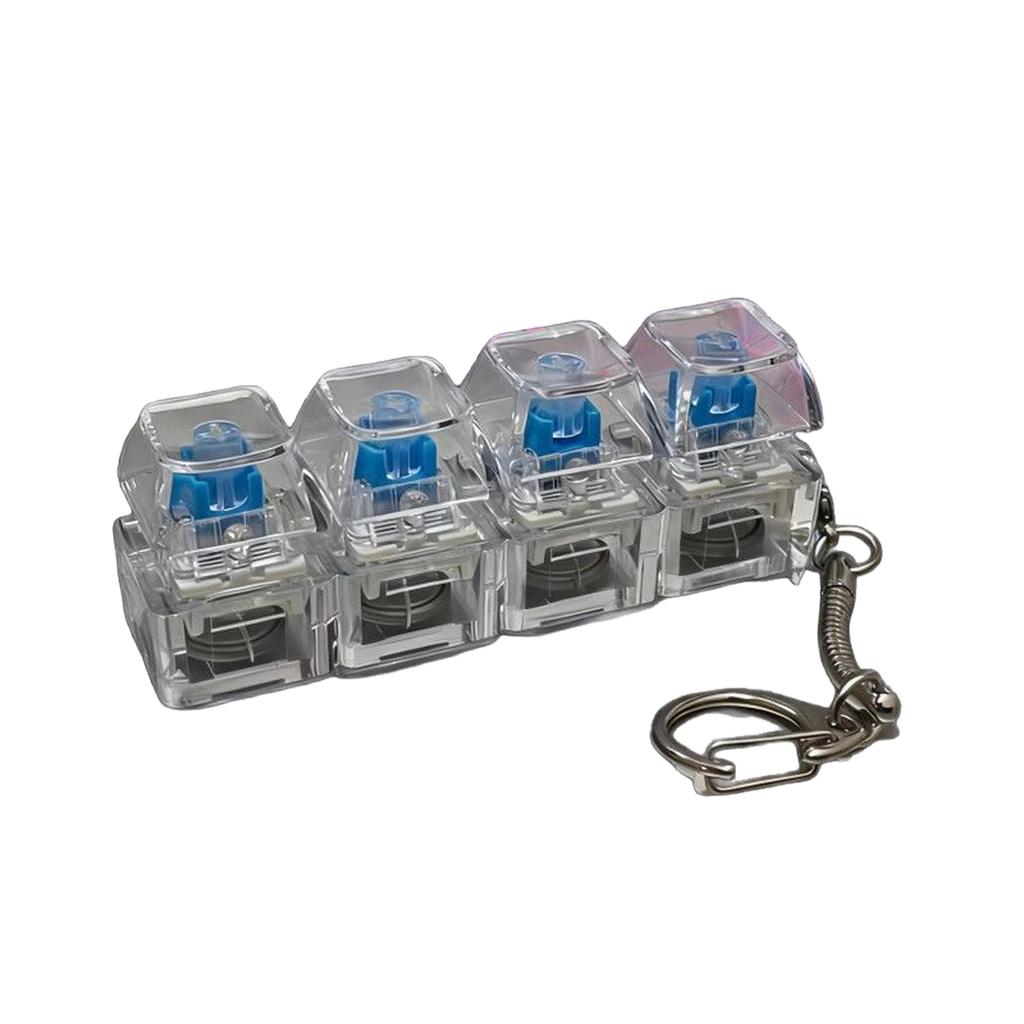 Keyboard Stress Relief Toy - 4-key Backlit Stress Relief Keyboard Keychain, Backlit Mechanical Keyboard Clicker Toy, Portable Stress Relief Toy