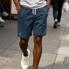 Pantaloncini Casual da Uomo con Coulisse in Vita in Tessuto a Coste Vestibilità Rilassata Lunghezza Interna Cinque Pollici Pantaloni Corti con Etichetta
