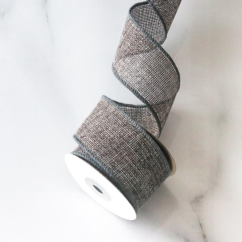 

Элегантная красочная искусственная пеньковая лента с проволочным краем, стильный рулон пеньки, рождественское украшение, лента ручной работы из необработанного конопляного льна 4 см, украшение для дома 4cm*5 yards