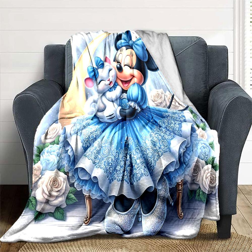 1pc Happy Minnie Blanket Lightweight Flannel Throw for Sofa Bed Travel Camping Livingroom Office Couch Chair