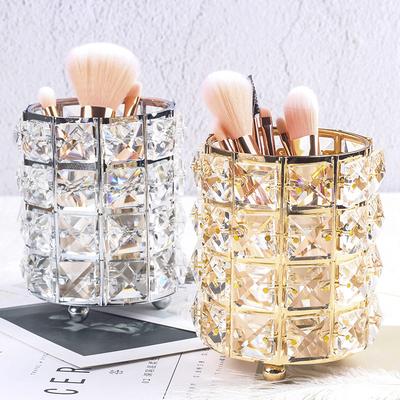 Europa Metall Make-Up Pinsel Lagerung Rohr Augenbraue Bleistift Make-Up Organizer Perle Kristall Schmuck Lagerung Box