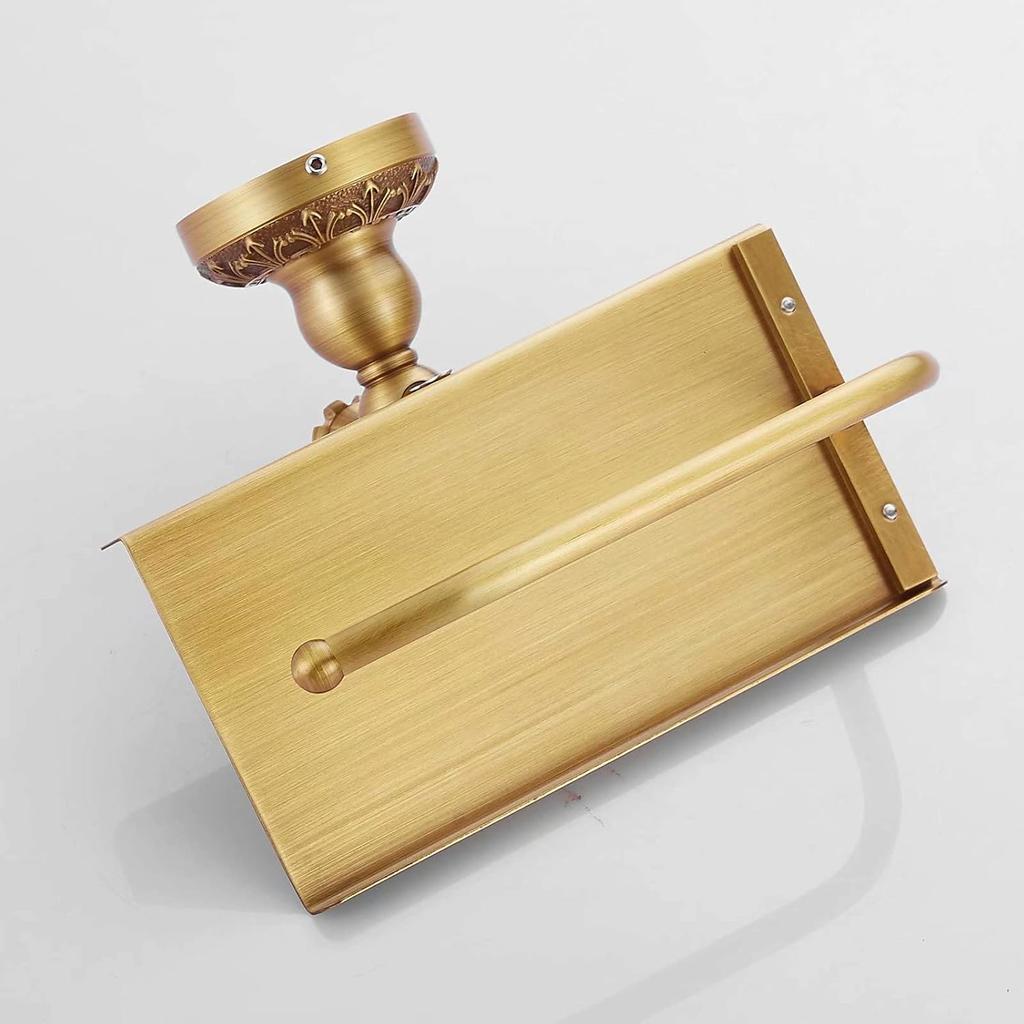 Beelee Bathroom Tissue Holder/Toilet Paper Holder Solid Brass Wall-Mounted Toilet Roll Holder, Toilet Paper Tissue Holder with Mobile Phone Storage