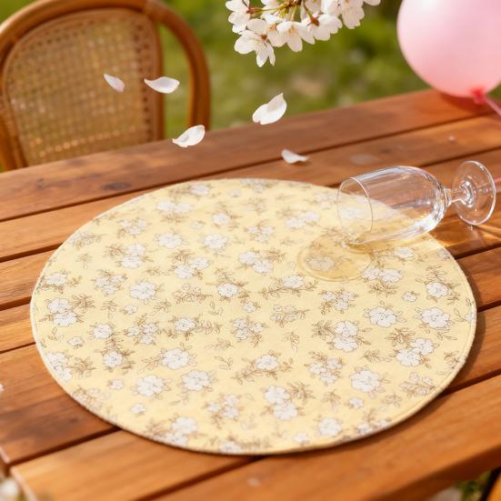 Retro Floral Placemat Cotton Linen Round Rectangular Placemat Heat Insulation Table Mat for Home Farmhouse Dining Table Protection Decoration