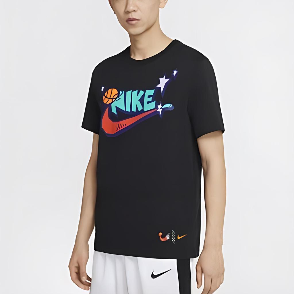 Nike Basketball Logo Print Short Sleeve T-Shirt Men Tops Black DD9373-010