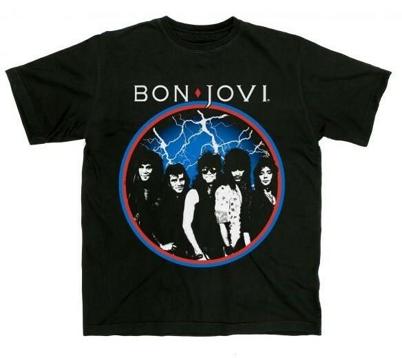 BON JOVI cd lgo Vintage CLASSIC GROUP CIRCLE PHOTO Official SHIRT LRG new S
