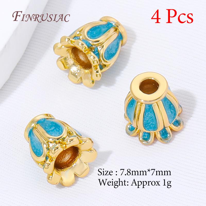 Multiple Styles 18K Gold Plated Beads Caps For Jewelry Making,Brass Flowers Caps For Bracelets DIY Accessories,Tassel End Cap